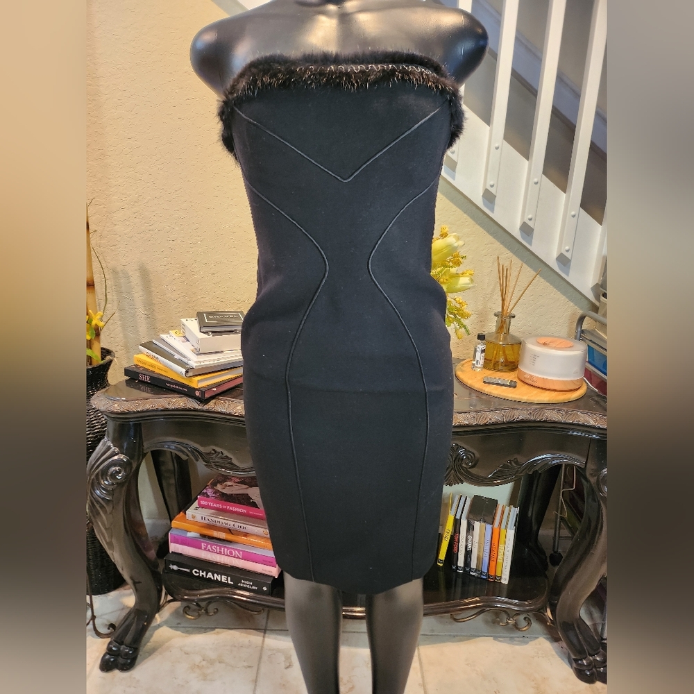 Versace | Dresses | Gianni Versace Black Fur Tube Dress Size 42